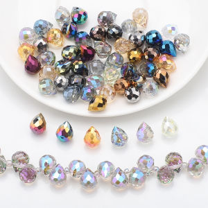 ลูกปัดคริสตัลหลากสี 30 ชิ้น/ล็อต ชุบสีสตรอว์เบอร์รี ลูกปัดทรงเหลี่ยมสำหรับทำเครื่องประดับ DIY สร้อยคอ ต่างหู สร้อยข้อมือ