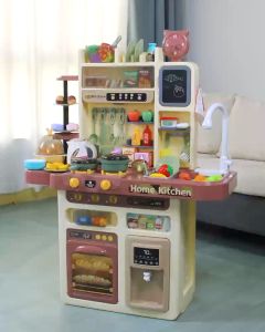 Honeybabytoys ชุดทำครัวเด็ก ชุดทำครัวของเล่น ชุดโต๊ะทำครัวเด็ก ของเล่นทำครัวชุดจำลองครัวทำอาหาร ขนาดอุปกรณ์ 87ชิ้น สูง 103cm