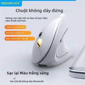 Chuột Văn Phòng Không Dây NexusClick Vertical Ergonomic Mouse 2.4G Bluetooth Có Thể Sạc Lại Với Độ Phân Giải DPI 1600 Có Thể Điều Chỉnh & 6 Nút Tắt Tiếng Cho Máy Tính