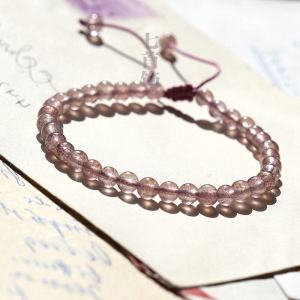 Natural Strawberry Crystal Bracelet for Students Pink Small Beads Bracelet And Ankle Bracelet Ice Type 5A Sweet Style Jewelry