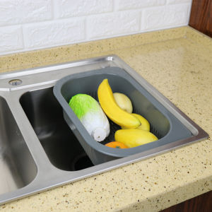Large Size Stainless Steel And Plastic Vegetable Washing Basin Strainer Sink Drain Basket Kitchen Sink Accessories Drain Rack