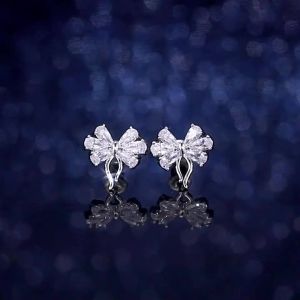 Huitan Aesthetic Womens Earrings Ear Piercing Daily Wear Fancy Bow Earrings with CZ Luxury Fashion Female Wedding Jewelry 2021