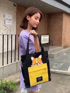 QM Cute Pet Cute Tote Bag Student Tote Bag Women Tote Handbag Women Canvas Bag Tote Bags Shoulder Bag Cute Cat Bag Tote Beg Murah