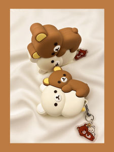 Cute Cartoon Bear Hugging Wireless Earphone Silicone Protective Case Compatible with Huawei Freebuds4e Pro4 Clip on Cover