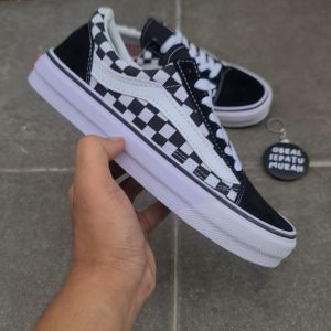 OBRAL SEPATU SNEAKERS PRIA VANSSSE OLD SCHOOL CHECKERBOARD 36-43 SEPATU MOTIF CATUR SEPATU VULCANIZED
