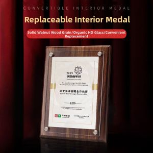 Honor Certificate and Authorization Plaque Display Frame Walnut Wood