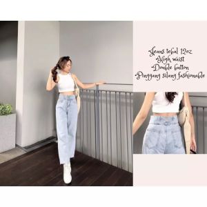 Celana Jeans Silang Belakang Kulot Jeans Highwaist J23 Lassie Alpha
