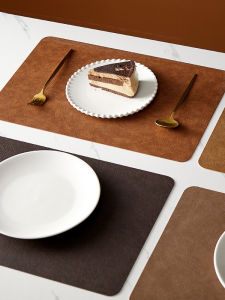 ผ้าปูโต๊ะหนังสองด้านลายหนังวัว กันน้ำ กันมัน ป้องกันความร้อน ผ้าปูโต๊ะสำหรับใช้ในบ้าน ผ้าปูโต๊ะสำหรับใส่ถ้วยชา ผ้าปูโต๊ะสำหรับใส่จาน