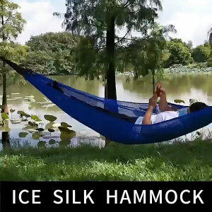 Camping Hammock 200KG Outdoor Foldable Hammock Duyan Ice Silk Hammock Travel Hammock with Storage Bag