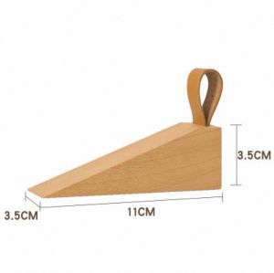 Solid Wood Door Stopper Decorative Wedge with Leather Strap Heavy Duty Non Slip Door Block for Bedroom Office Home Decor