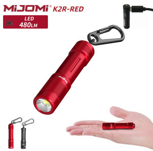 [Buy 1 Take 1 Free ] Mijomi K2R Mini Keychain Flashlight 480 Lumens 10440 rechargeable & AAA  Dual-fual IPX8 waterproof Portable lightweight LED Torch Flashlight Key Light  EDC for Hiking Camping Reading
