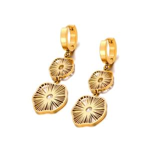 Lokaer Vàng Thép Không Gỉ Hoa Đôi Khuyên Tai Vòng Cho Nữ Phóng Đại Kim Loại Tuyên Bố Trang Sức Chống Thấm Nước Thời Trang Hợp Thời Trang E23157