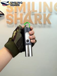 Original Smiling Shark SD0708 Portable Flashlight Led Key Chain Light M77 Super Bright Long Shot Rechargeable Waterproof Zoom Torch Light for Home Emergency Outdoor Camping Hiking Lighting