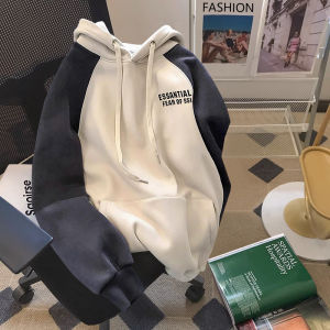 Pure Cotton Hoodie Womens Spring Autumn Thin New Style Fleece Loose Overhead Lazy Style Autumn Winter Trendy Hooded Sweatshirt