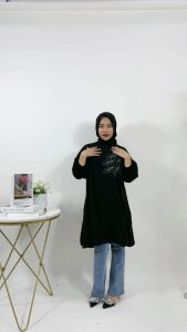 CARLINA JUMBO LONG TUNIK OLIVIA CRINGKLE KATUN PREMIUM
