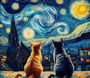 500/1000/1200/2000PCS Paper Jigsaw Puzzle of Adult Cat Starry Night Landscape Puzzles Games Family Fun Toy Christmas Gift