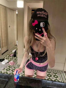 Áo Ba Lỗ Ren in Hình Kitty PrettyDragon Quần Short Dây Thể Thao Mùa Hè Áo Ba Lỗ Và Quần Short Hai Mảnh Cho Nữ