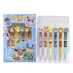 Pokémon Gel Pen Set Cute Pikachu Squirtle Eevee Bulbasaur Retractable PensST Nib Retractable Pens Quick Drying Ink for Students