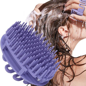 Purple Deep Scalp Massage Comb with Wrap-around Silicone Band Strength Teeth Shampooing Comb Hair Brush Salon Hairdressing Tool