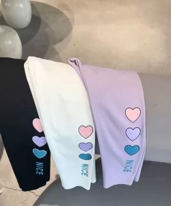 กางเกงรัดรูปแฟชั่นใหม่สำหรับเด็กผู้หญิงเด็กน้อย3-8ปีเลกกิ้งคุณภาพสูงลายหัวใจน่ารักเลกกิ้งรัดรูปกางเกงกีฬาเกาหลีสำหรับเด็กผู้หญิงเด็กน้อย S