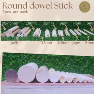 Wooden Dowel Rod Round Dowel Stick 5pcs 6inches long