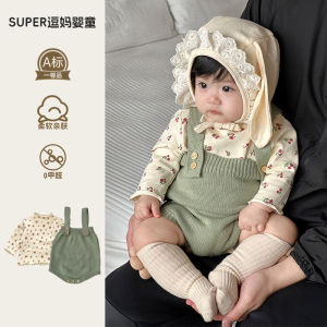Baby Spring & Fall Suspender Baby Clothes Spring Western Style Two-Piece Suit Super Cute Baby Going out Rompers Baby Bodysuit