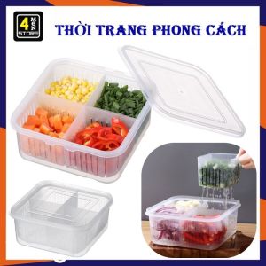 Hộp Bảo Quản Hành Tỏi 4 Ngăn Bằng Nhựa Đa Năng Có 2 Lớp Giúp Ráo Nước Giữ Thực Phẩm Luôn Tươi- Hộp Đựng Hành Tỏi Gừng Ớt Để Tủ Lạnh Giữ Độ Tươi Của Hành Tỏi Khay Nhựa 2 Lớp Hộp Đựng Đồ Đa Năng