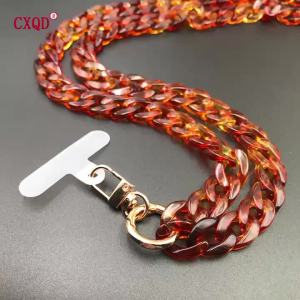 120cm Bevel Design Anti-lost Phone Lanyard Rope Neck Strap Colorful Portable Acrylic Cell Phone Chain Accessories Gifts Outdoor