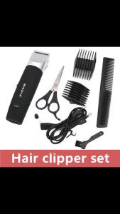 Rechargeable Hair Trimmer with Accessories Set (Black) Hair Razor