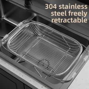 MONLEYTA | Japanese Style Expandable Kitchen Sink Drain Basket 304 Stainless Steel Vegetable Washing Basin Dish Draining Rack Storage Shelf
