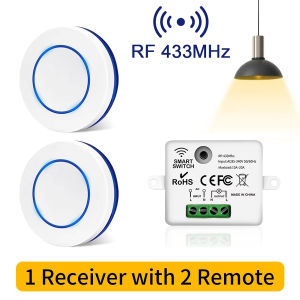 10A RF 433MHz Wireless Remote Control Light Switch Mini round Button Wall Panel for LED Lamp 220V 110V Mini round Button Wall Pa