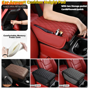 Kebidumei Car Armrest Box Mat Auto Armrests Storage Box Cover Pad 5cm Thicken 3D Memory Foam Car Armrest Height Pad Auto Armrests Storage Box Cover Pad
