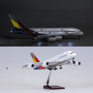 1/160 Large scale Asiana A380 Diecast Resin Toy planes Model Kit with Landing Gear Wheel For Collection Display or Adult Gift