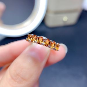 Natural Yellow Crystal Ring Embedded Fine Silver Sparkling Fire Rainbow Womens Ring Crystal Clear Quality Assured Fashion Jewelry