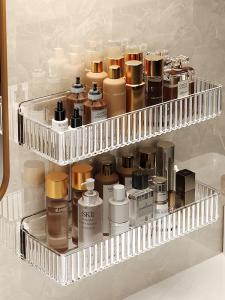 ตู้ครีมสำอาง Acrylic Bathroom Wall Mounted Storage Rack Toilet Bathroom Organizer No Drilling Required Acrylic Storage Shelf