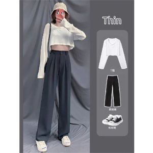 Black High Waist Wide Leg Pants Womens Comfortable Casual Straight Cut Versatile Pants Spring Summer New Arrival