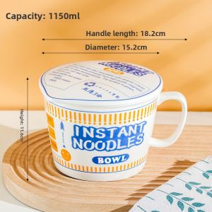Large Capacity Handle Covered Ceramic Bowl