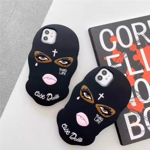 🥰💕COD + FreeShipping🥰💕InStockEuropean 3D สีดำหน้ากากปิดหน้าเคสโทรศัพท์สำหรับ IPhone 15 Pro Max 14 15Plus/13/12 Min/ 11 12ProMa XR 7 8 Plus เคสซิลิโคนป้องกันการตกฝาครอบป้องกันนิ่ม16Promax