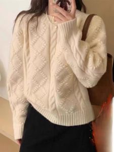 WANGGONGZHU | Thickened Short Knitted Sweater Womens Autumn Winter Inner Wear Twisted Soft Cozy Fleece Lined Design Sense Base Shirt