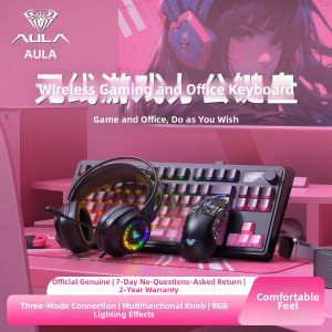 AULA | Wireless 3 Mode Gaming and Office Keyboard Mouse Headset Set