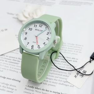 นาฬิกาข้อมือผู้หญิง หน้าปัดกลม ดีไซน์เข็มที่ทันสมัย สายซิลิโคลนนิ่ม สวยเรียบหรู - BOLUN