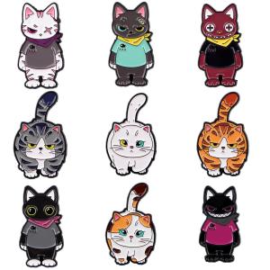 Cute Cat Enamel Pin Cartoon Monster Brooch For Coat Womens Brooches Fashion Lapel Badges Jewelry Gift for Friends
