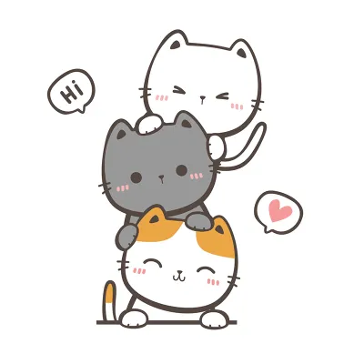 Three Kittens Folding Cat Cartoon Waterproof Car Sticker Electric Car Decorative Scratch-blocking Sticker Cartoon Sticker