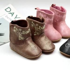Baby Boots Made Of Soft PU and High-quality Cotton 2024 New Autumn and Winter Short Boots With Rubber Soles and Anti Slip Baby