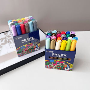 Art Supplies Childrens DIY Hand Drawing Pen Acrylic Marker Pen 24 Colors Full Color Painting Pen Quick Dry round Head Pen