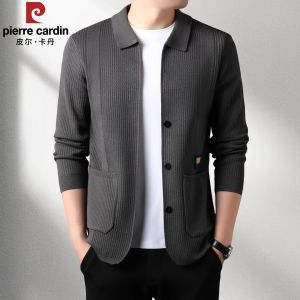 Pierre Cardin เสื้อสเวตเตอร์ถักผู้ชาย ฤดูใบไม้ผลิและฤดูใบไม้ร่วง ระดับไฮเอนด์ วัสดุผสมโพลีเอสเตอร์ ทรงหลวม ปกโปโล ปกติ