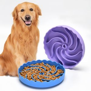 Dog Slow Food Bowl Food Grade Silicone Pet Slow Feeder Bowl with Suction Mat Dog Slow Eat Bowl Anti-choking Pet Feeding Supplies
