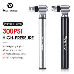 WEST BIKING Portable Bicycle Pump 300PSI High Pressure Bike Air Pump Bike Tire Inflator Schrader Presta Valve Cycling Hand Pump