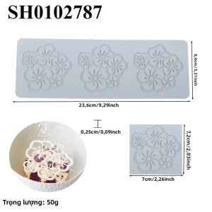 Khuôn Silicon 3 Ngăn Hình Nụ Hoa Làm Bánh Fondant Khuôn Sô Cô La Hình Vuông Khuôn Trang Trí Bánh Ngọt Thân Thiện Với Môi Trường