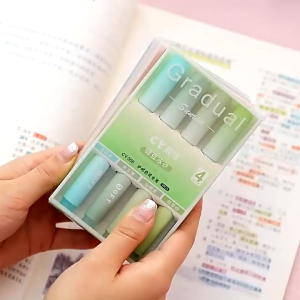 Gradient Colour Highlighter Set 渐变荧光笔套装 Set Pen Penanda Warna Kecerunan Perlindungan Mata Student Stationery Eye Protection Colour Pen